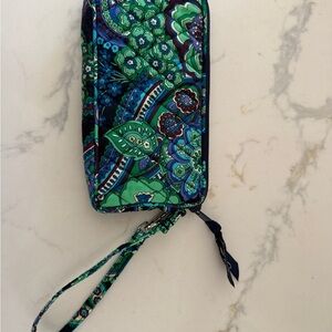 Vera Bradley Blue and Green Floral Wristlet Wallet Purse